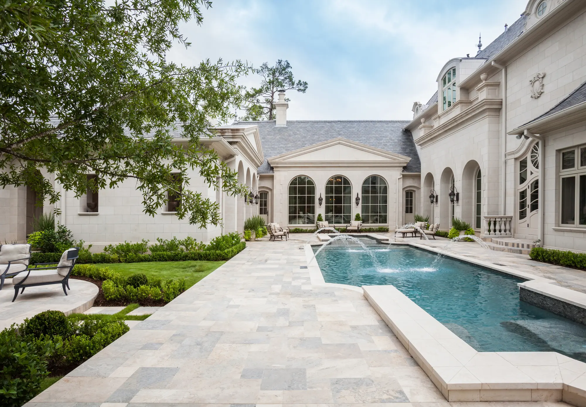 French formal pool area