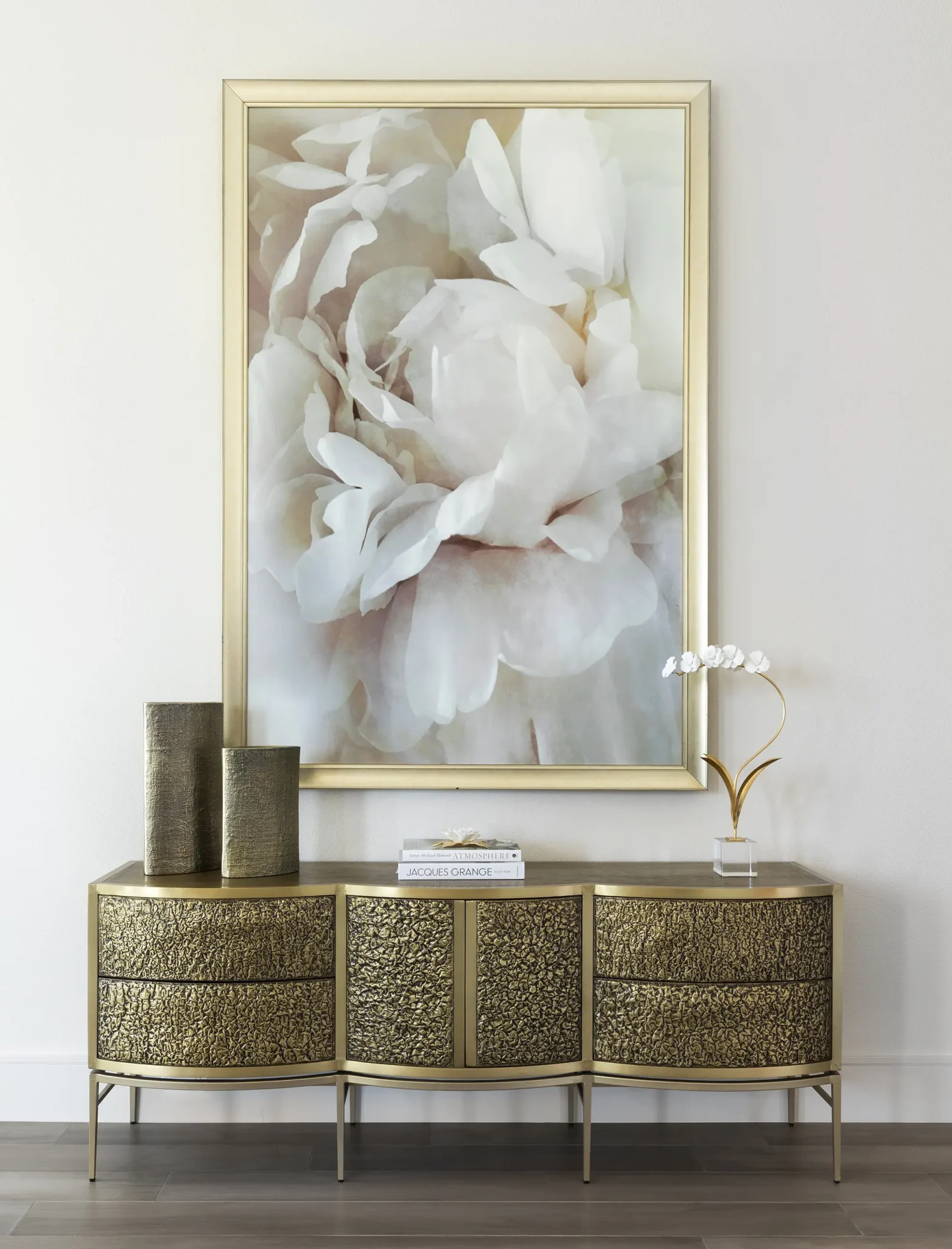 contemporary credenza and artwork